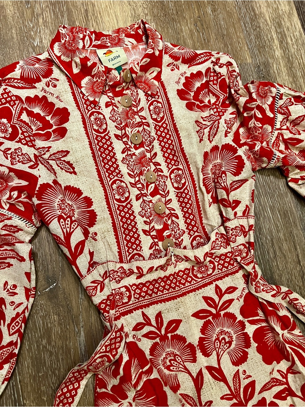 FARM Rio Red Floral Print Button-Front Jumpsuit - Picture 2 of 4